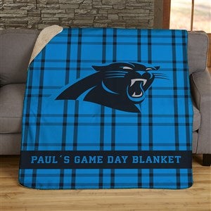 NFL Plaid Pattern Carolina Panthers Personalized 50x60 Sherpa Blanket - 44690-S