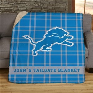 NFL Plaid Pattern Detroit Lions Personalized 50x60 Sherpa Blanket - 44695-S