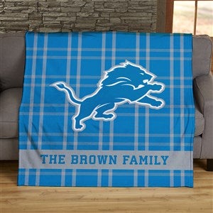 NFL Plaid Pattern Detroit Lions Personalized 50x60 Plush Fleece Blanket - 44695-F