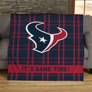 NFL Plaid Pattern Houston Texans Personalized 50x60 Plush Fleece Blanket - 44696-F
