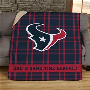 NFL Plaid Pattern Houston Texans Personalized 60x80 Sherpa Blanket - 44696-SL