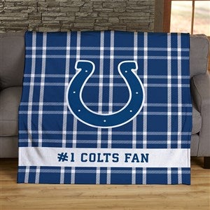 NFL Plaid Pattern Indianapolis Colts Personalized 50x60 Plush Fleece Blanket - 44697-F