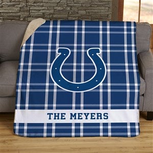NFL Plaid Pattern Indianapolis Colts Personalized 60x80 Sherpa Blanket - 44697-SL