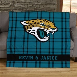 NFL Plaid Pattern Jacksonville Jaguars Personalized 60x80 Plush Fleece Blanket - 44698-FL