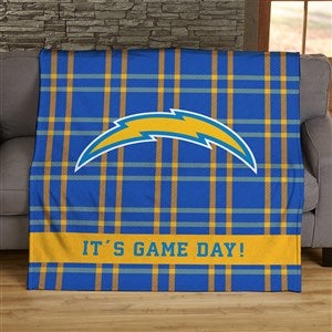 NFL Plaid Pattern Los Angeles Chargers Personalized 50x60 Plush Fleece Blanket - 44699-F