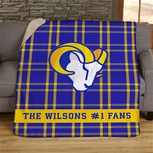 NFL Plaid Pattern Los Angeles Rams Personalized 50x60 Sherpa Blanket - 44701-S