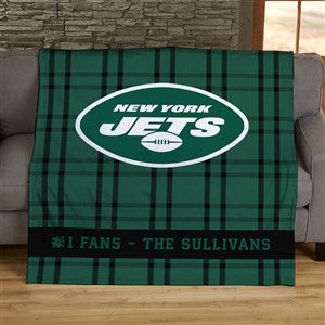 NFL Plaid Pattern New York Jets Personalized 50x60 Plush Fleece Blanket - 44703-F