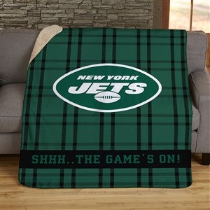 NFL Plaid Pattern New York Jets Personalized 60x80 Sherpa Blanket - 44703-SL