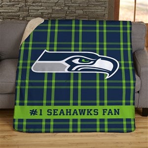 NFL Plaid Pattern Seattle Seahawks Personalized 50x60 Sherpa Blanket - 44704-S