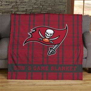NFL Plaid Pattern Tampa Bay Buccaneers Personalized 50x60 Plush Fleece Blanket - 44705-F
