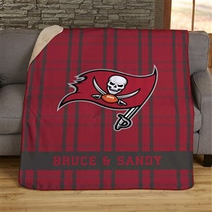 NFL Plaid Pattern Tampa Bay Buccaneers Personalized 50x60 Sherpa Blanket - 44705-S