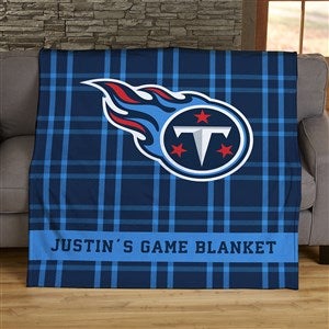 NFL Plaid Pattern Tennessee Titans Personalized 50x60 Plush Fleece Blanket - 44706-F