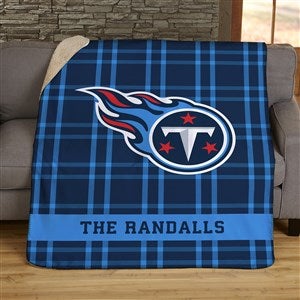 NFL Plaid Pattern Tennessee Titans Personalized 50x60 Sherpa Blanket - 44706-S