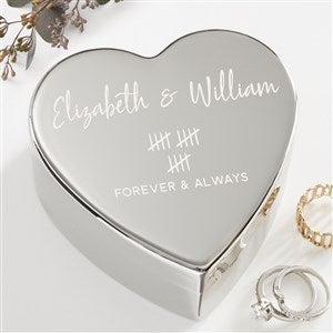 Anniversary Tally Personalized Silver Heart Keepsake Box - 44753