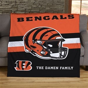 NFL Cincinnati Bengals Helmet Personalized 50x60 Lightweight Fleece Blanket - 44765-LF