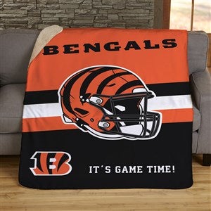 NFL Cincinnati Bengals Helmet Personalized 50x60 Sherpa Blanket - 44765-S