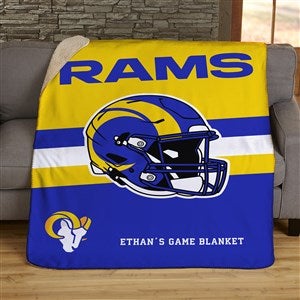 NFL Los Angeles Rams Helmet Personalized 50x60 Sherpa Blanket - 44774-S