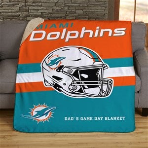 NFL Miami Dolphins Helmet Personalized 60x80 Sherpa Blanket - 44775-SL