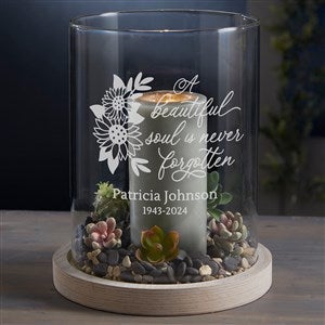 Beautiful Soul Personalized Memorial Hurricane with Whitewashed Wood Base - 44785