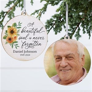Beautiful Soul Personalized Memorial Photo Ornament-3.75 Wood- 2 Sided - 44794-2W