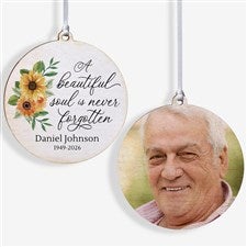 Beautiful Soul Personalized Memorial Photo Ornament-3.75 Wood- 2 Sided - 44794-2W