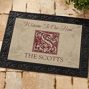 Floral Monogram Personalized Doormat-18x27 - 4489-S