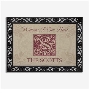 Floral Monogram Personalized Doormat-18x27 - 4489-S