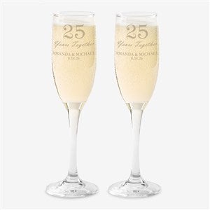 Years Together Anniversary Personalized Champagne Flute Set - 44943