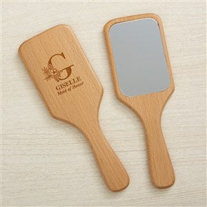 Floral Bridesmaid Engraved Wooden Hand Mirror - 44945-M