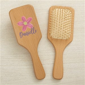 Watercolor Brights Personalized Wood Hairbrush - Flower - 44953-BF
