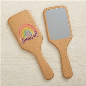 Watercolor Brights Personalized Wood Hand Mirror - Rainbow - 44953-MR