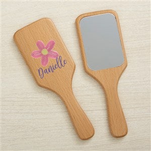 Watercolor Brights Personalized Wood Hand Mirror - Flower - 44953-MF
