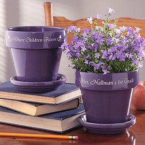 Personalized Flower Pots For Teachers - Purple - 4498-P
