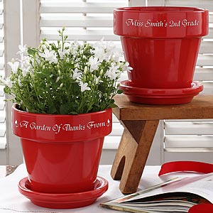 Personalized Flower Pots For Teachers - Red - 4498-R