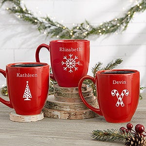 Holiday Cheer Personalized 16 oz Bistro Mug - Red - 4499
