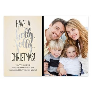 Holly Jolly Foil Christmas Photocard - 45012D