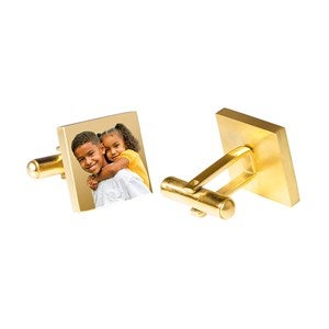 Personalized Square Photo Cufflinks - Gold Plated - 45020D-GP