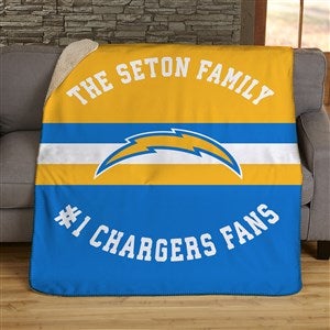NFL Classic Los Angeles Chargers Personalized 50x60 Sherpa Blanket - 45071-S