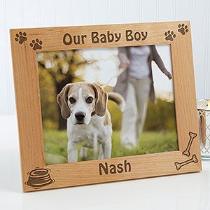 Personalized Wood Picture Frame - Puppy Design - 8x10 - 4515-L