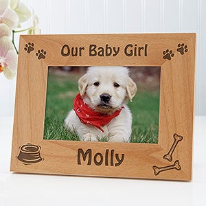 Personalized Wood Picture Frame - Puppy Design - 4x6 - 4515-S