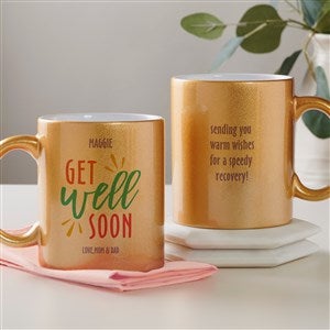 Get Well Personalized 11 oz. Gold Glitter Coffee Mug - 45199-G