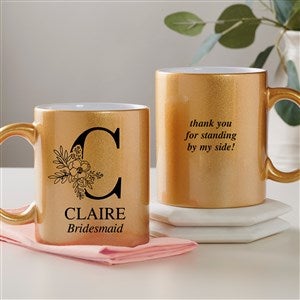Floral Bridesmaid Personalized 11 oz. Gold Glitter Coffee Mug - 45201-G