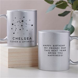 Zodiac Constellations Personalized 11 oz. Silver Glitter Coffee Mug - 45202-S