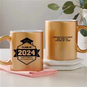 Graduation Class Of Personalized Glitter Coffee Mug - Gold - 45208-G