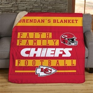 NFL Faith  Family Kansas City Chiefs Personalized 50x60 Sherpa Blanket - 45322-S