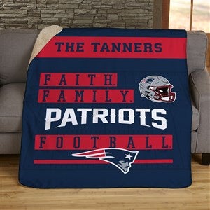 NFL Faith & Family New England Patriots Personalized 50x60 Sherpa Blanket - 45324-S