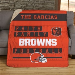 NFL Faith & Family Cleveland Browns Personalized 50x60 Sherpa Blanket - 45326-S
