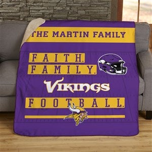 NFL Faith & Family Minnesota Vikings Personalized 50x60 Sherpa Blanket - 45334-S