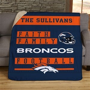 NFL Faith & Family Denver Broncos Personalized 50x60 Sherpa Blanket - 45335-S