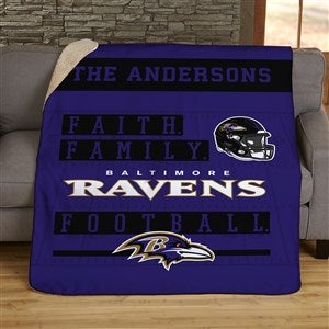 NFL Faith & Family Baltimore Ravens Personalized 50x60 Sherpa Blanket - 45355-S